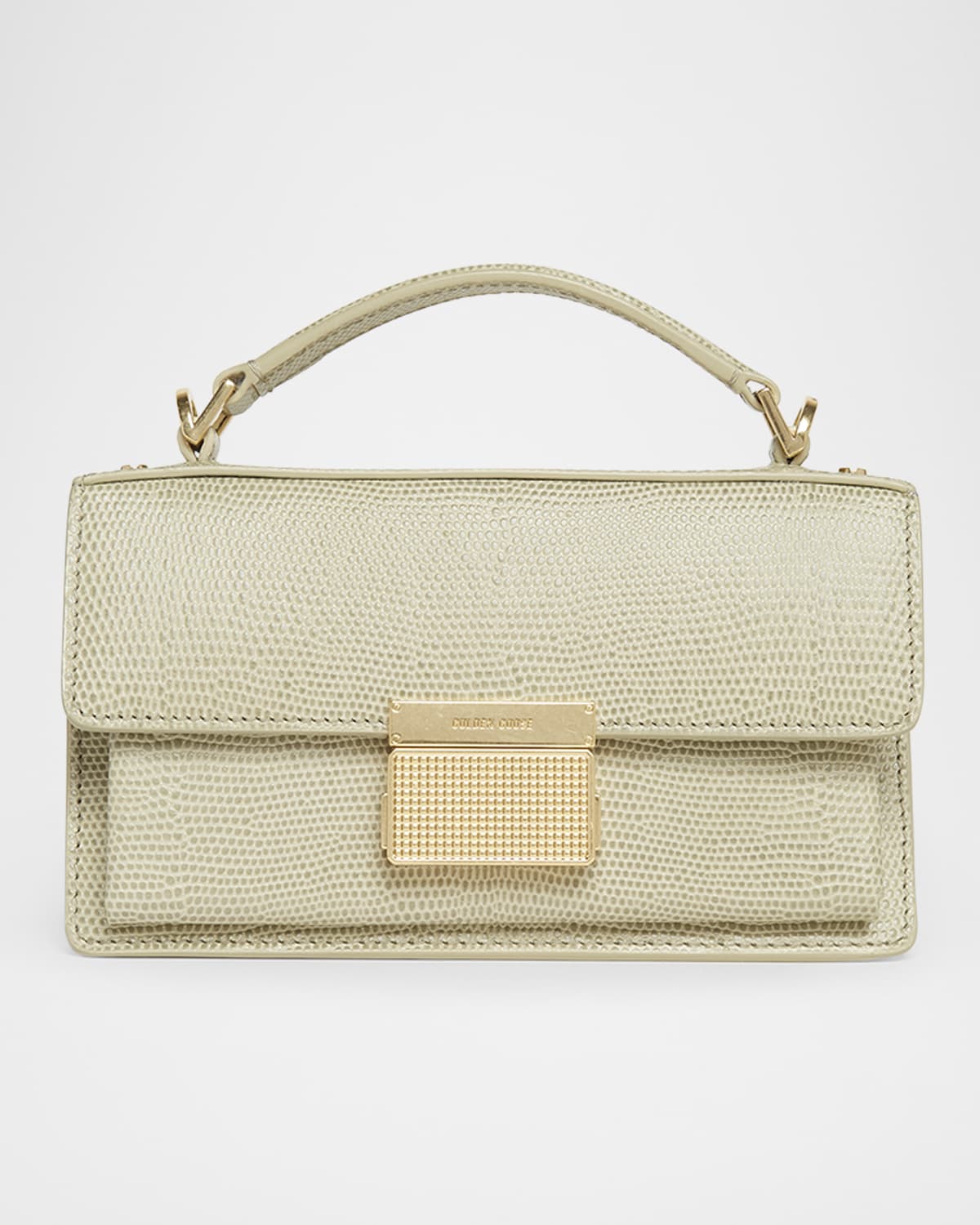 Golden Goose Venezia Small Lizard-embossed Leather Crossbody Bag In Mineral Grey