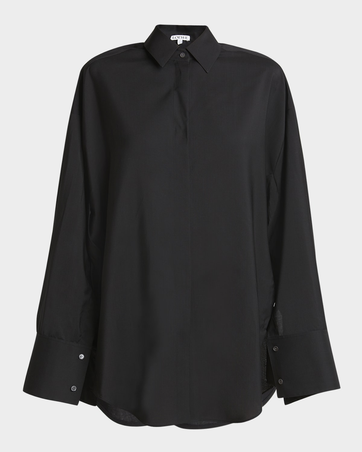 Shop Loewe Wool Button Down Blouse In Black