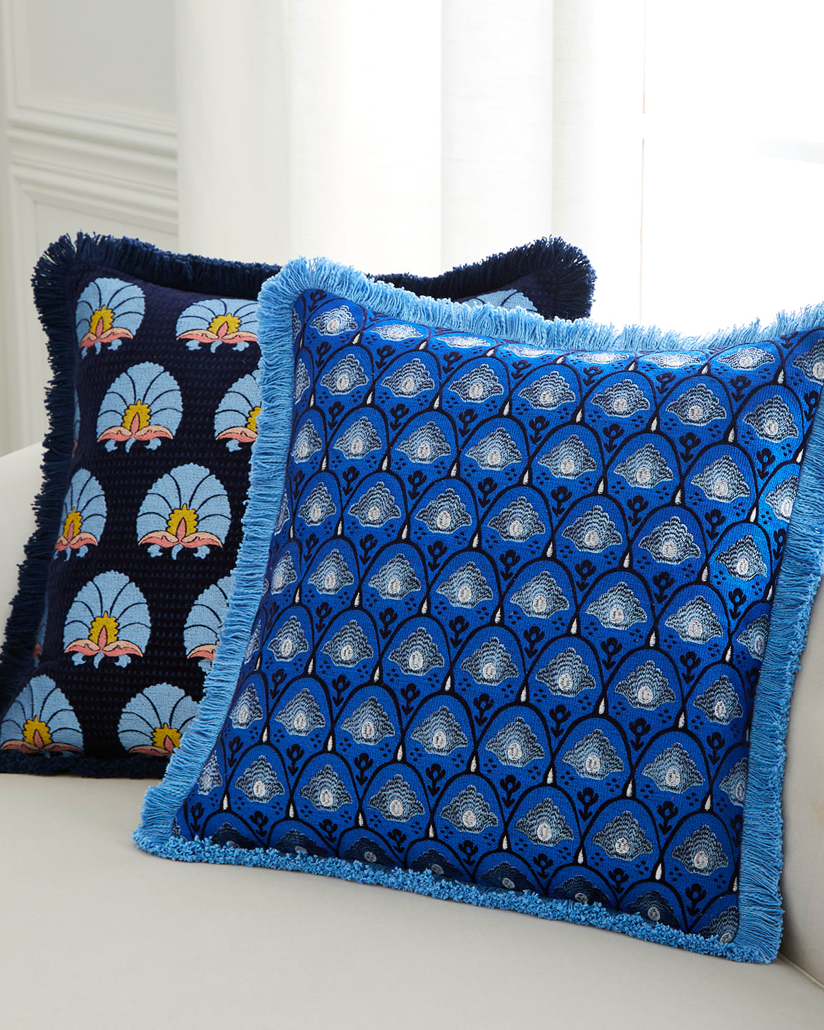 John Robshaw Isaya Decorative Pillow, 22" Square In Indigo