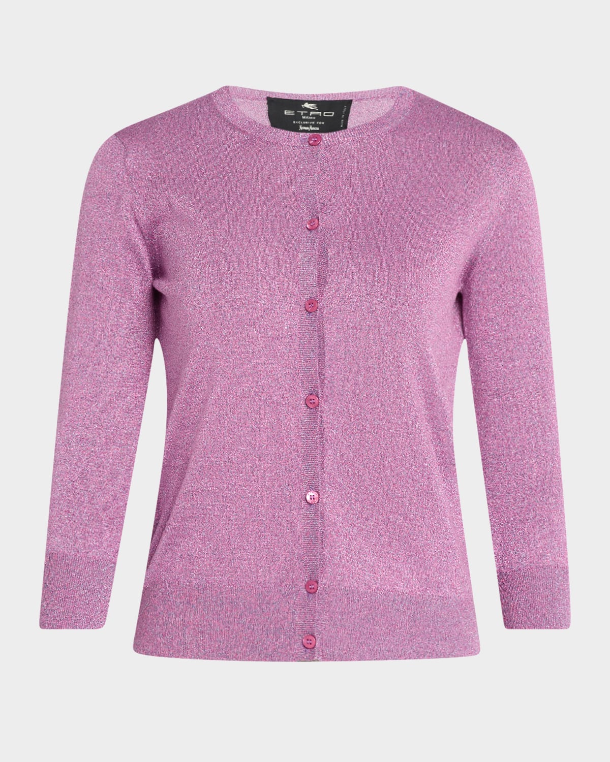 Metallic Knit Crewneck Cardigan