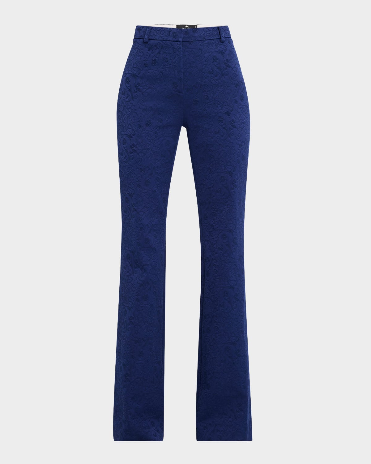 Etro Jacquard Flared Trousers In Blu 3