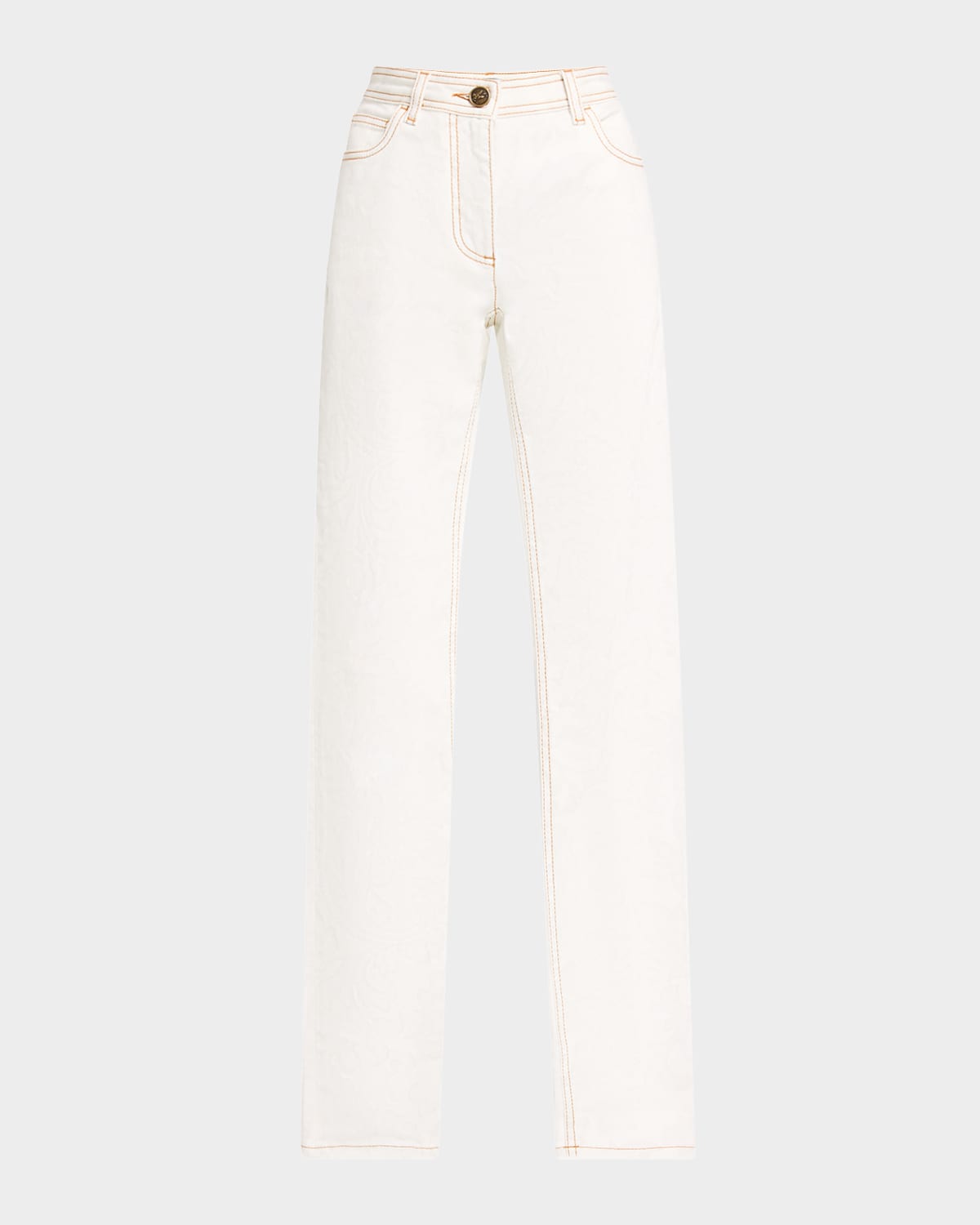 Etro Straight Leg Two-tone Etch Print Jeans In Print On White Base
