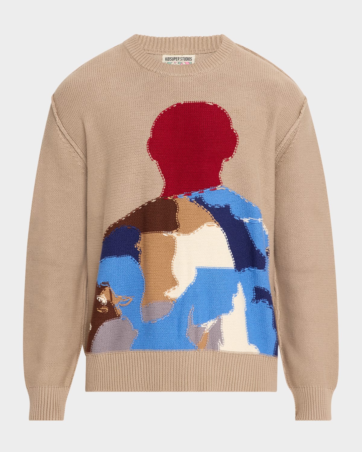 Shop Kidsuper Men's Reverse Intarsia Knit Sweater In Tan