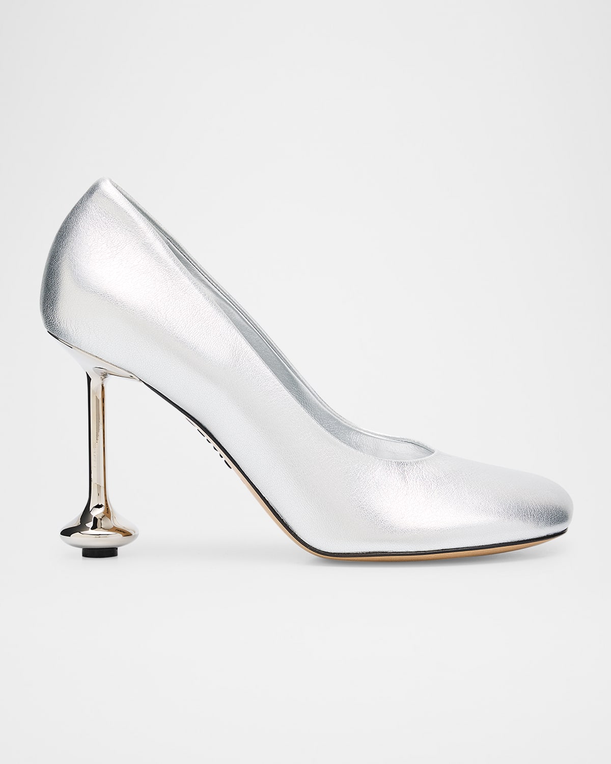 Loewe Toy Metallic Leather Stiletto Pumps In Silver