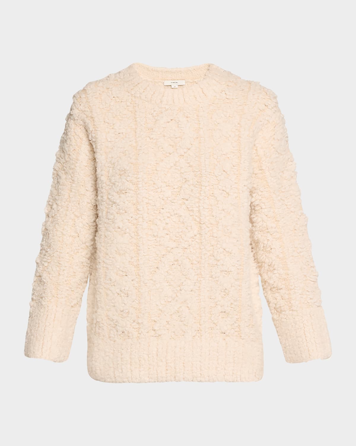 Shop Vince Textured Cable-knit Crewneck Sweater In Off White