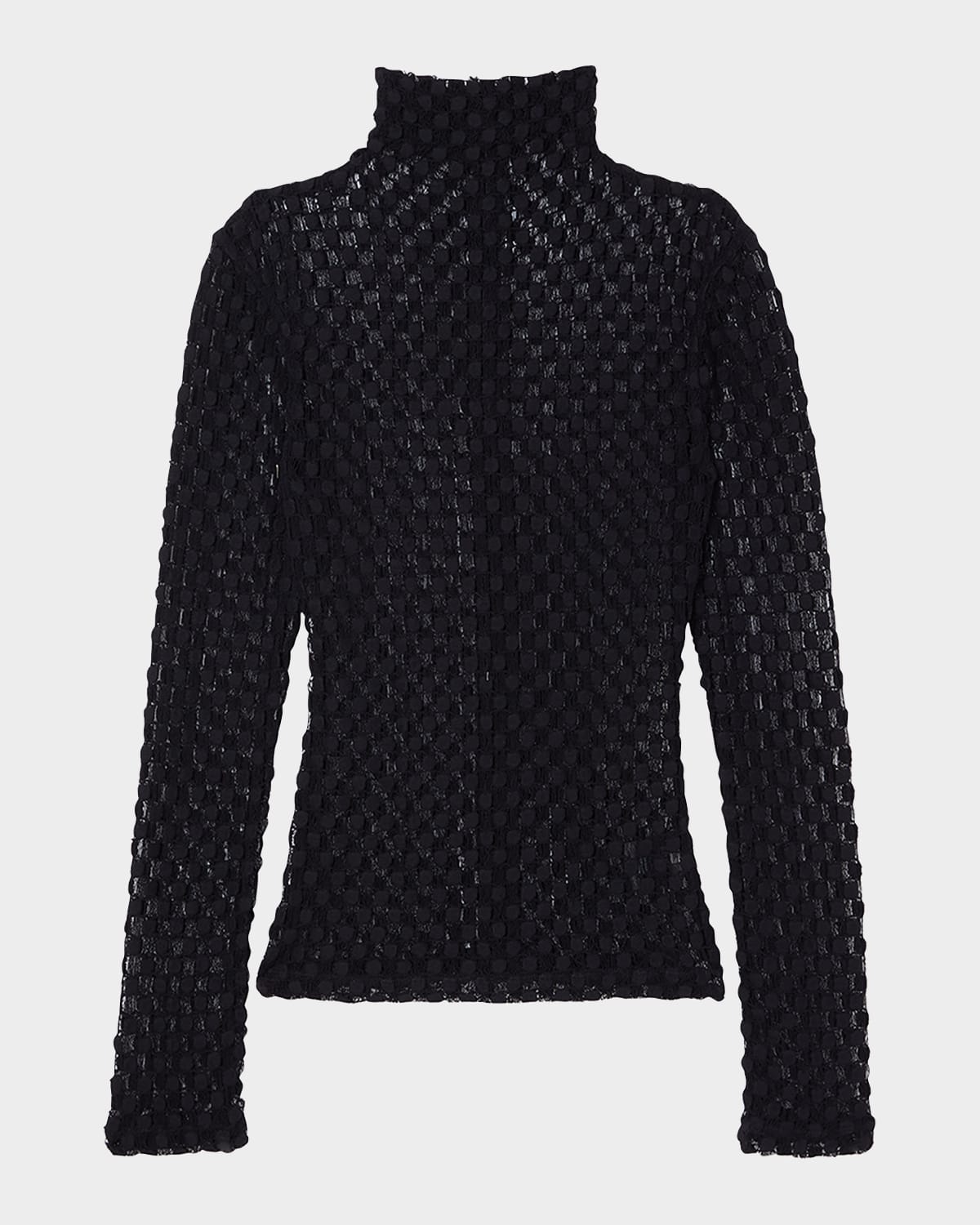 ROHE GEOMETRIC LACE TURTLENECK TOP 
