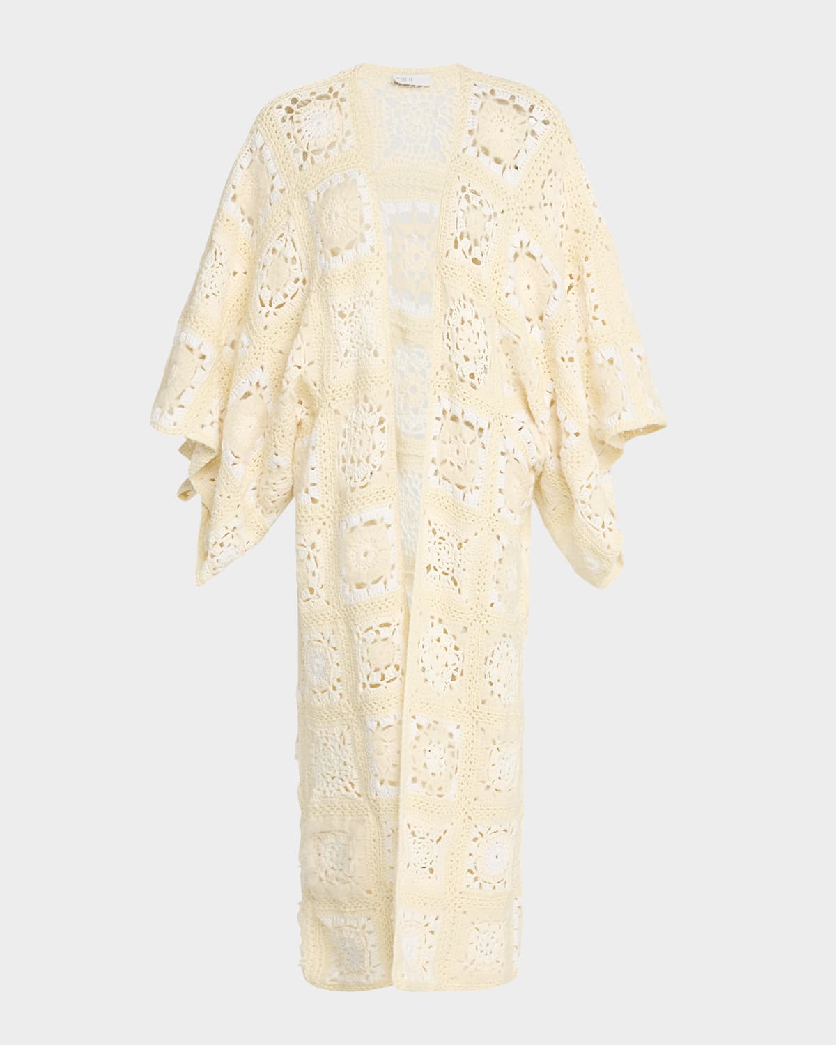 Rosetta Getty Granny Square Crochet-knit Open Cardigan In Ivory