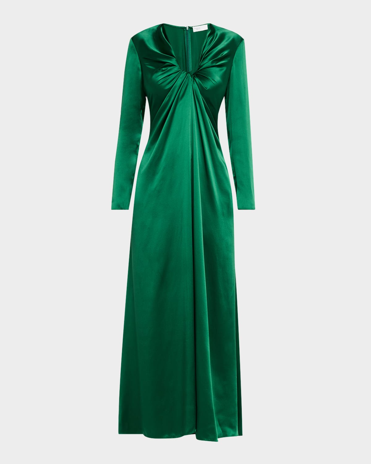 Twisted Long-Sleeve Silk Gown