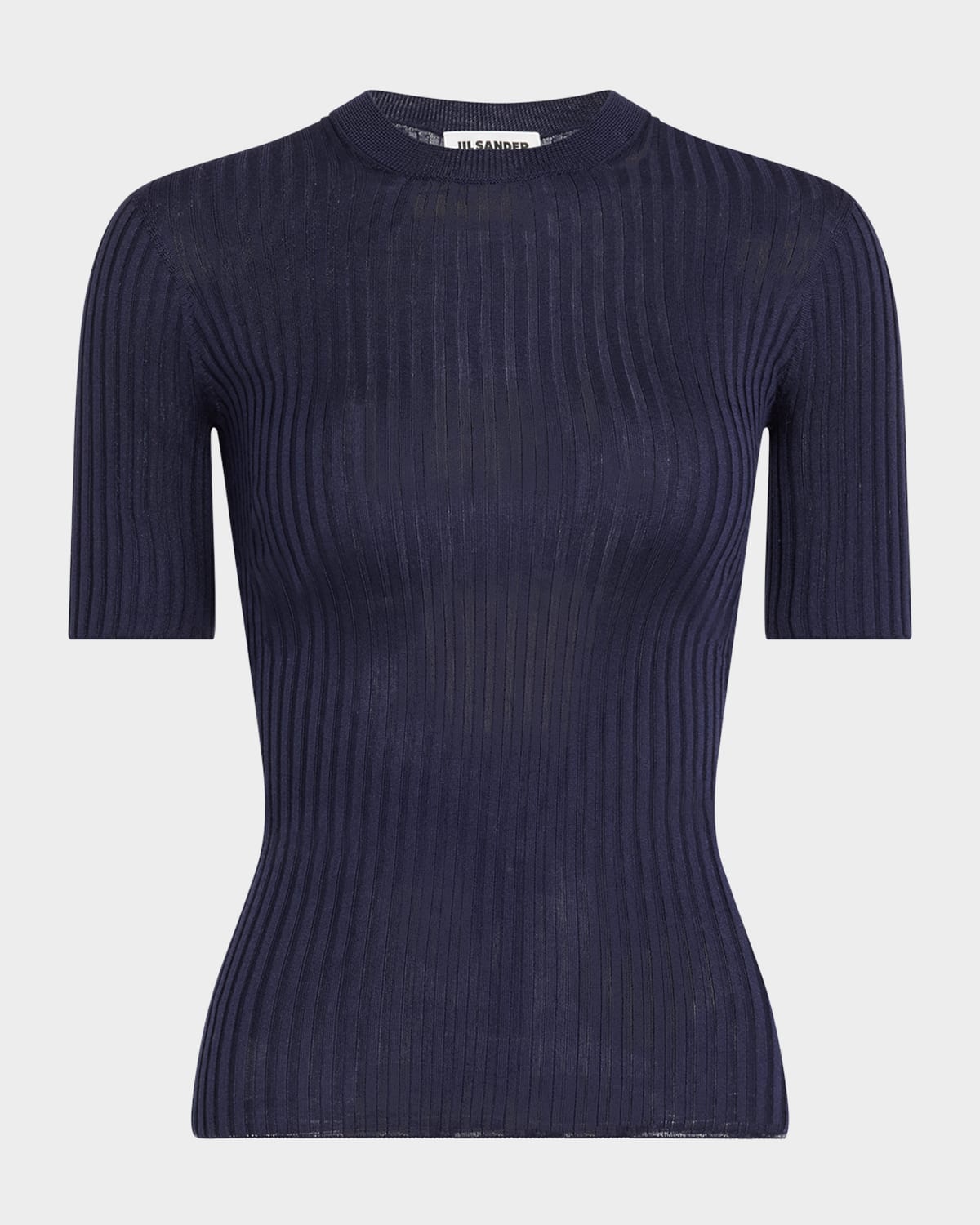 Jil Sander Short-sleeve Rib T-shirt In Navy
