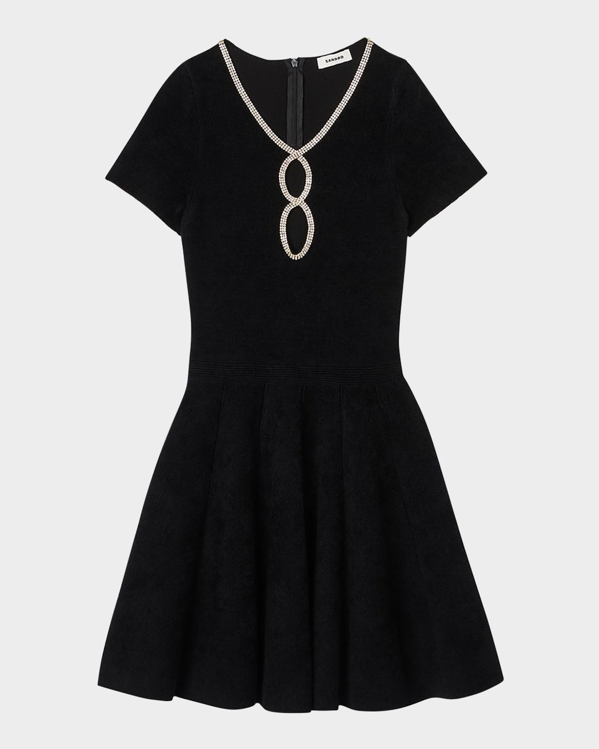 Sandro Megane Embellished Mini Dress In Black