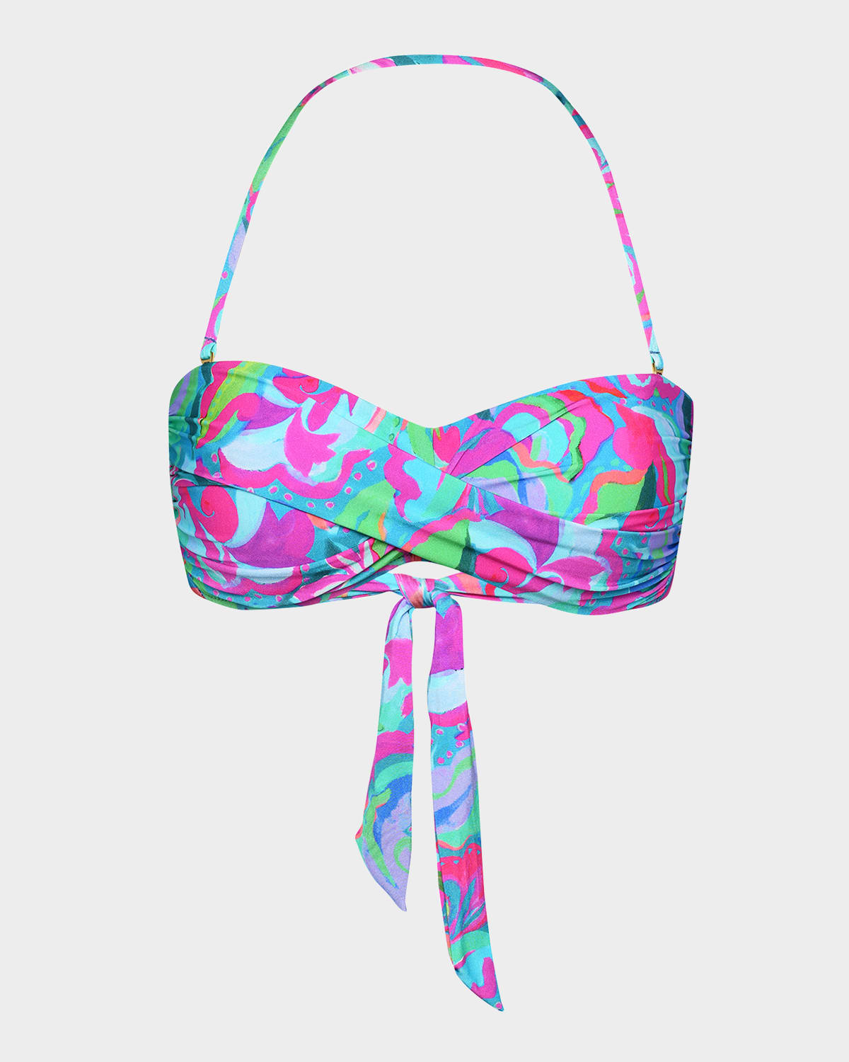 Sunshine 79 Swirltopia Twist Front Bandeau Bikini Top In Multi
