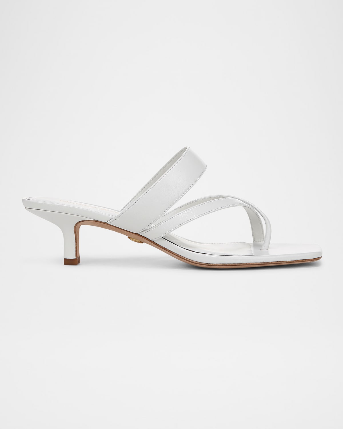 Veronica Beard Alanis Leather Crisscross Slide Sandals In Coconut White Leather