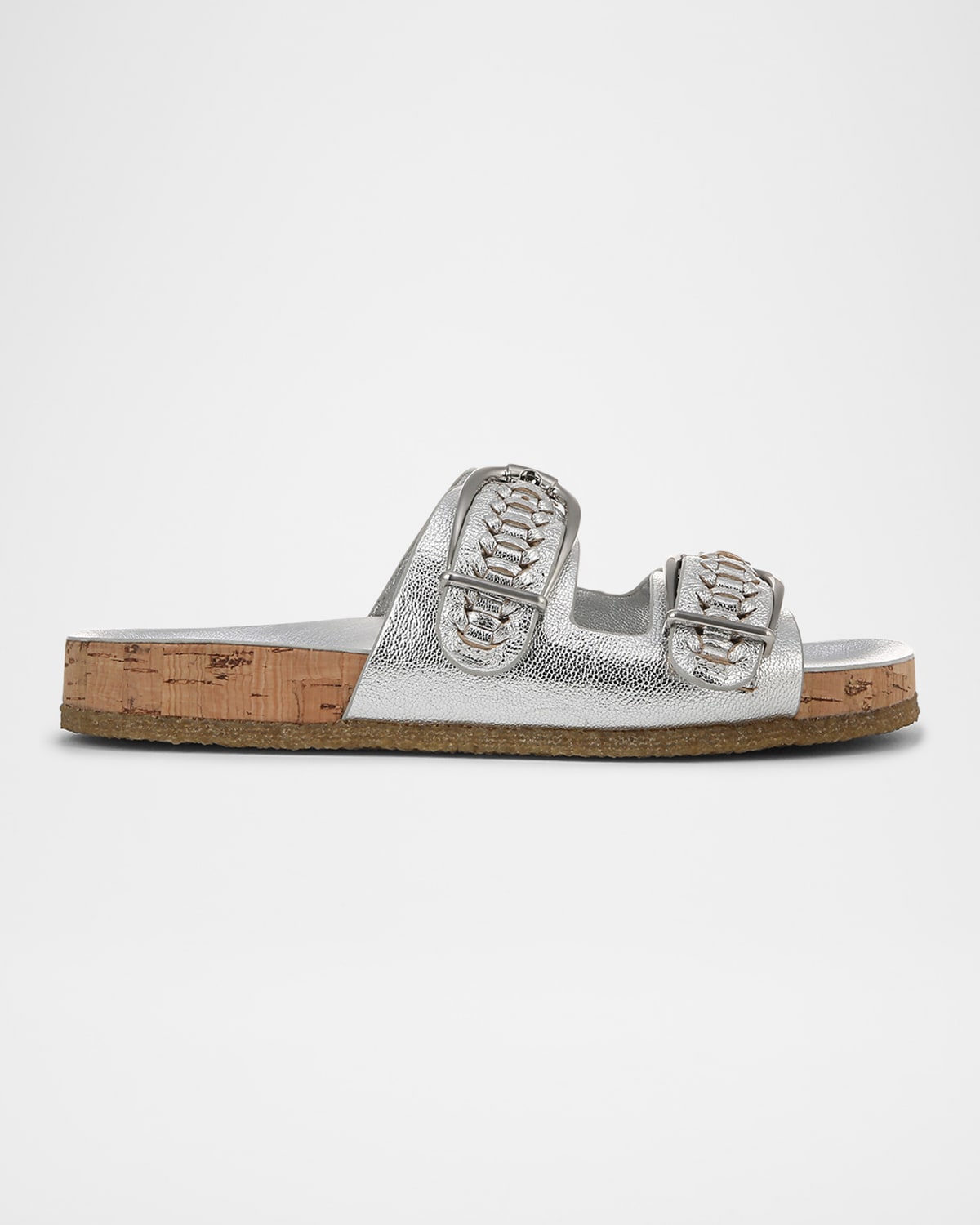 Veronica Beard Paige Slide Sandal In Silver/natural