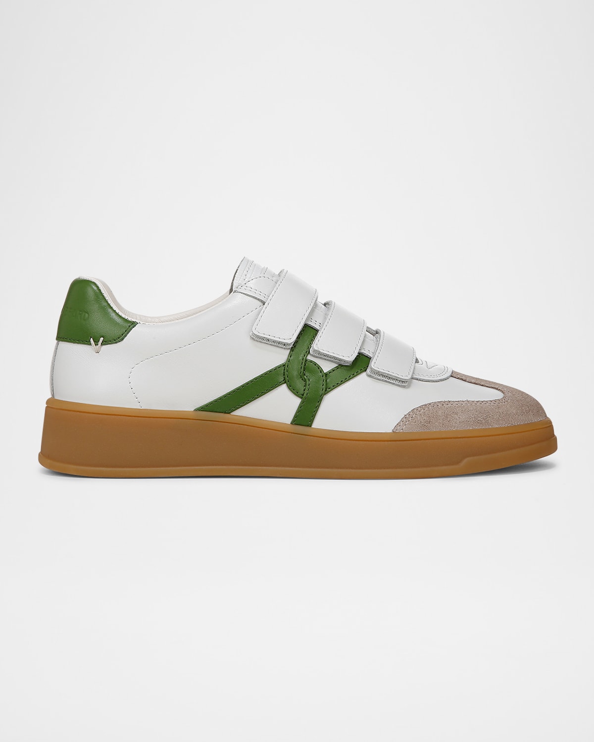 Shop Veronica Beard Reagan Leather Low-top Sneakers In White/lemongrass Green Leather