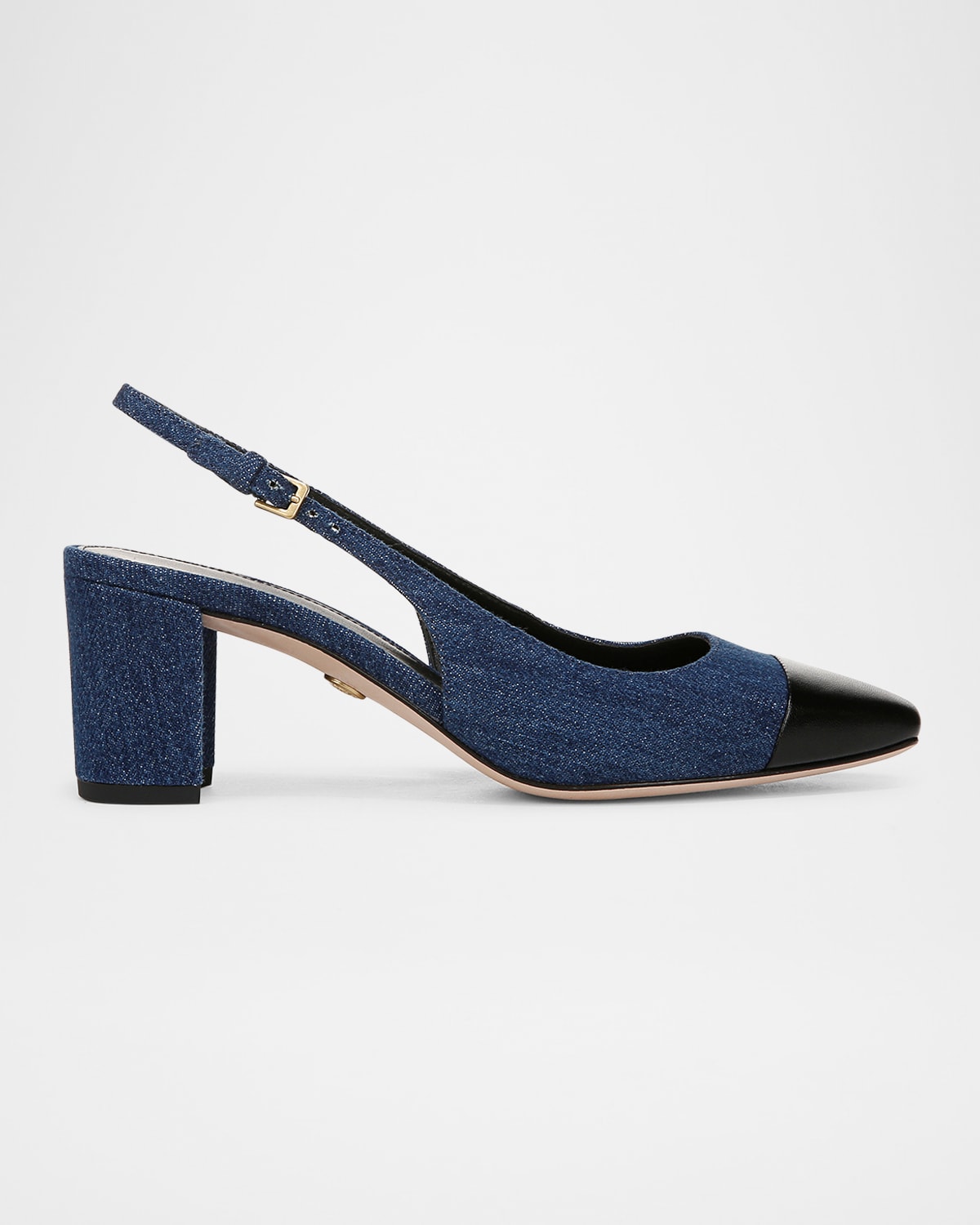 Cecile Denim Leather Slingback Pumps
