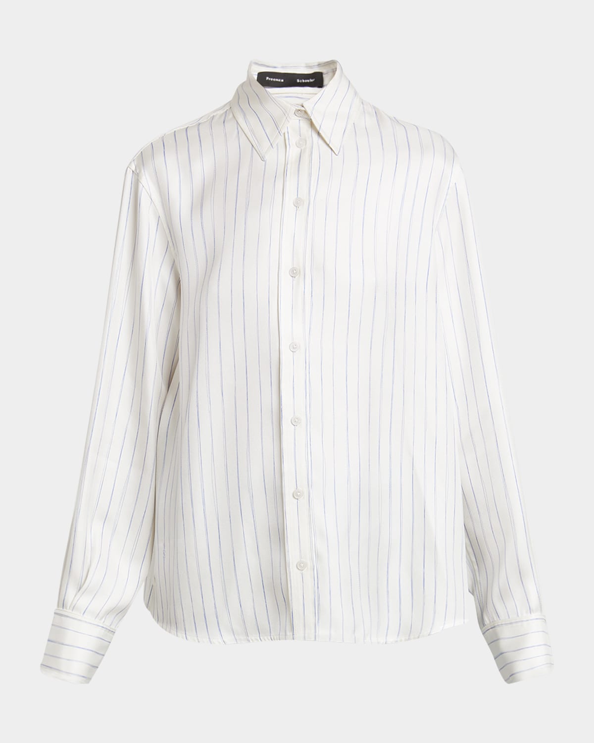 PROENZA SCHOULER MADISON STRIPE BUTTON-DOWN SILK TWILL TOP 