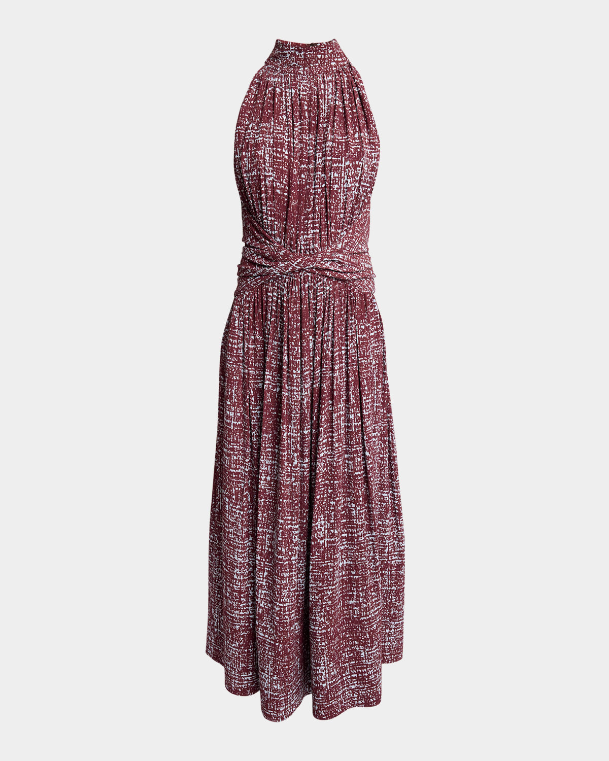 PROENZA SCHOULER LOLA HALTER PRINTED VISCOSE CREPE MIDI DRESS 