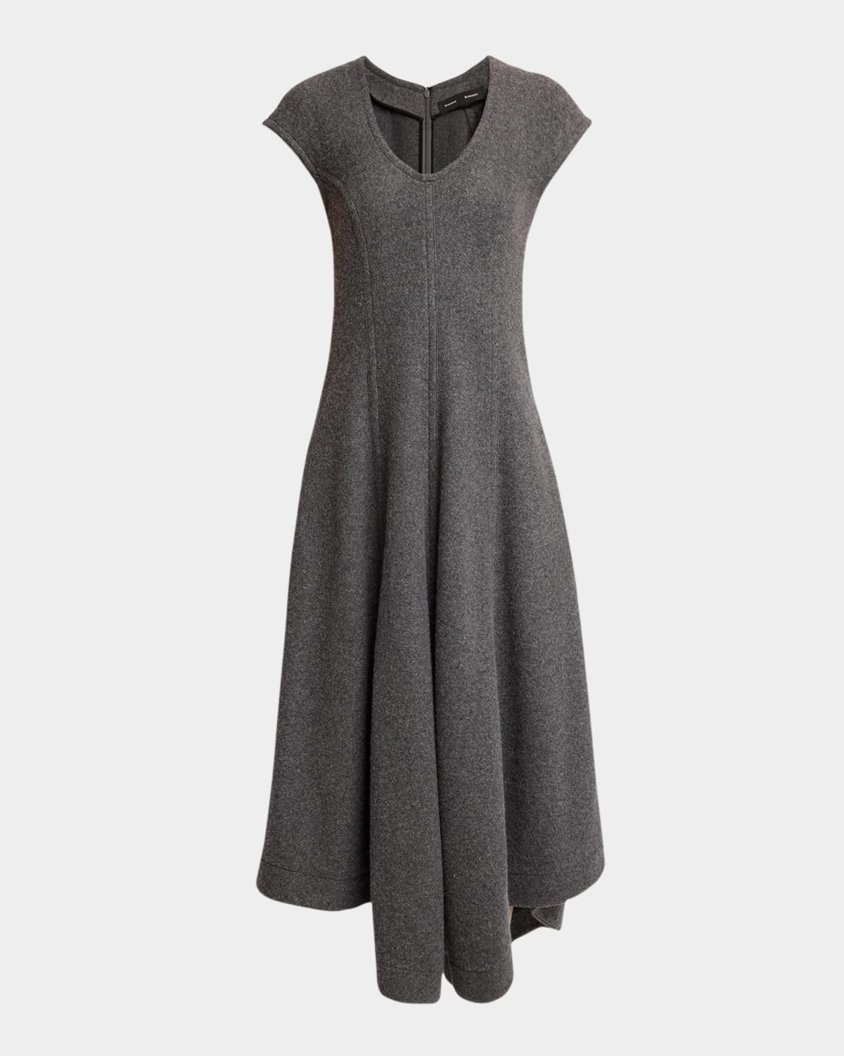 Proenza Schouler Delilah Wool Jersey Midi Dress In Dark Grey Melange