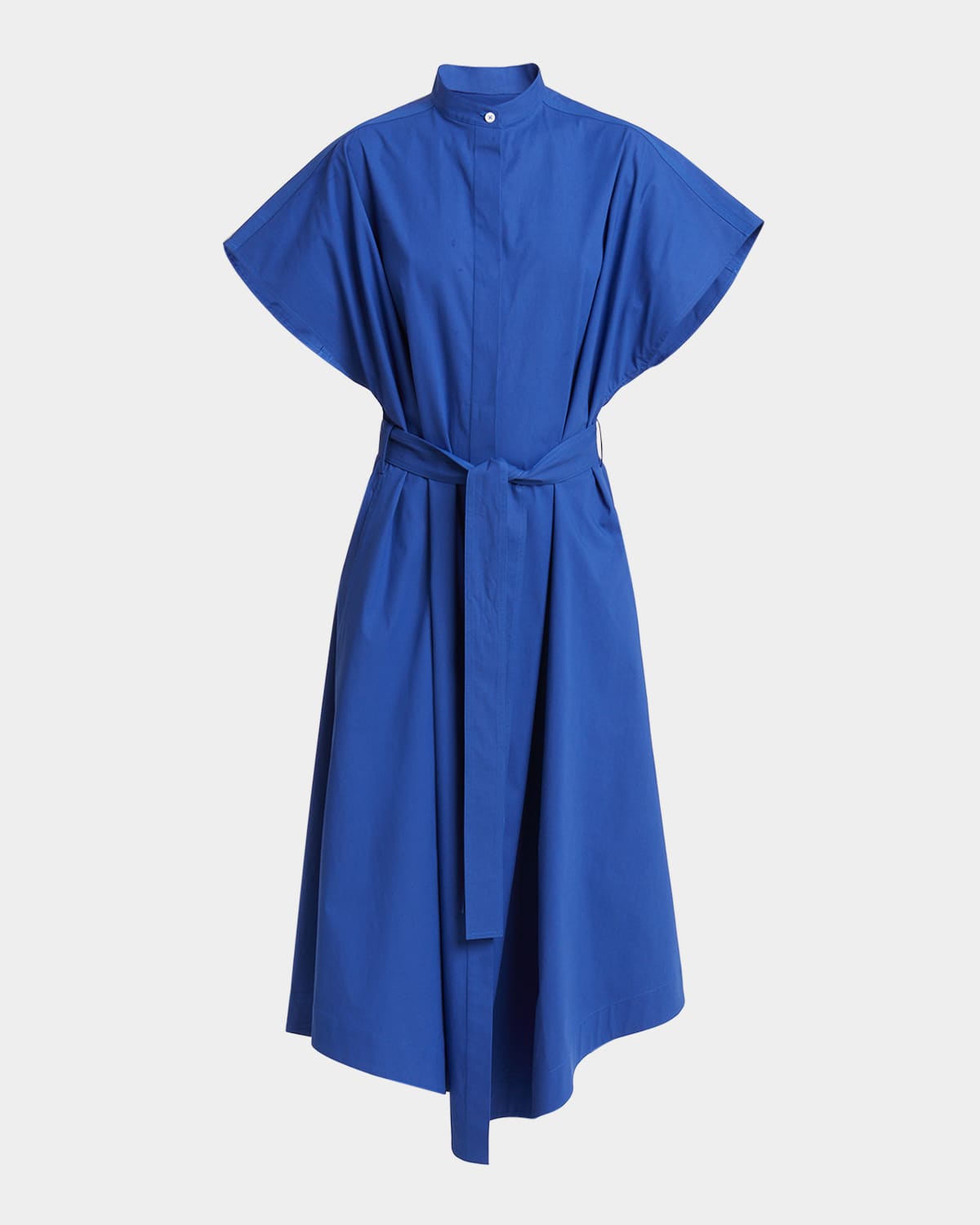 Proenza Schouler Walker Band-collar Eco Poplin Shirtdress In Blue