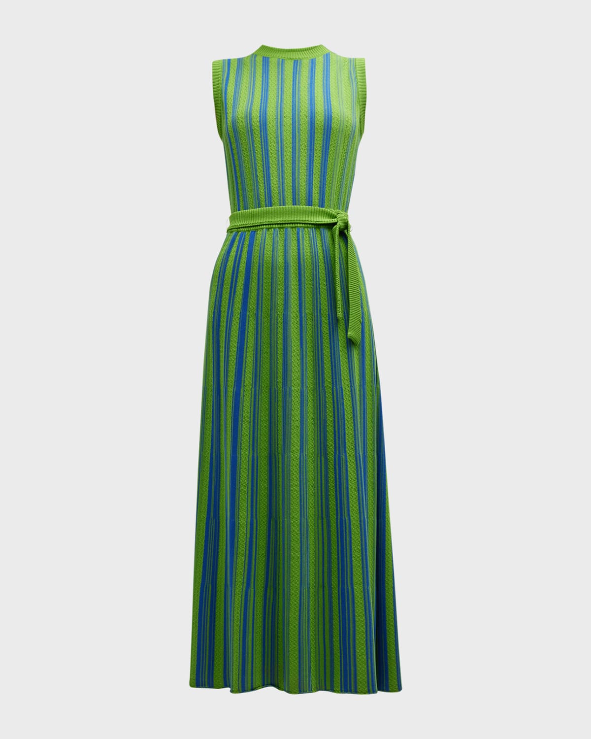 Misook Modern Fit Sleeveless Rib Knit Dress In Satin Sky/matisse Green