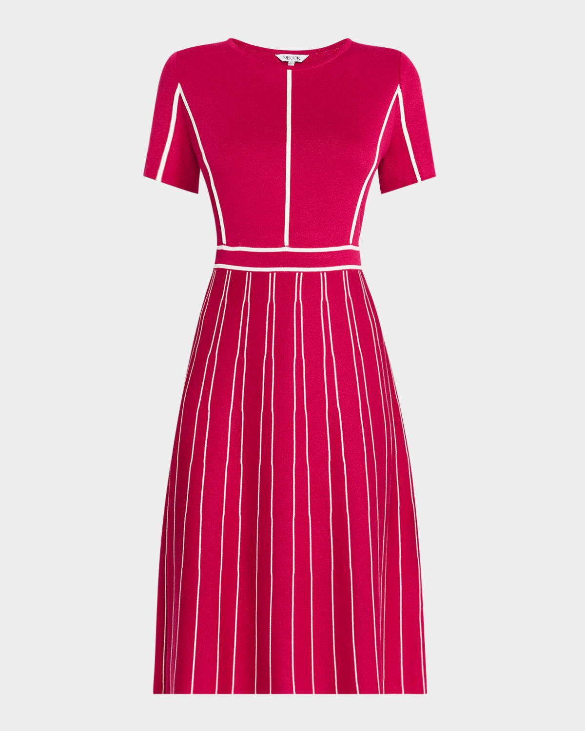 Misook Contrast Stripe A-Line Soft Knit Dress - Modern Fit