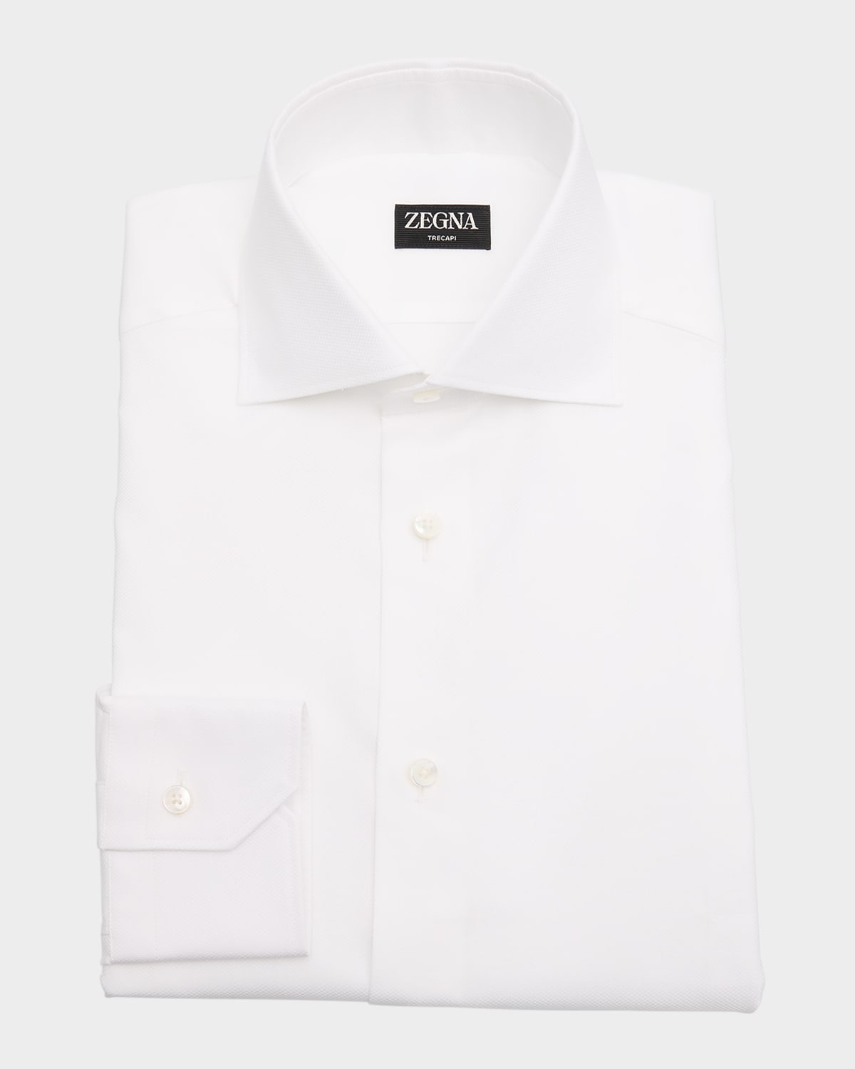 Zegna Men's Trecapi Cotton Oxford Sport Shirt In Wht Sld