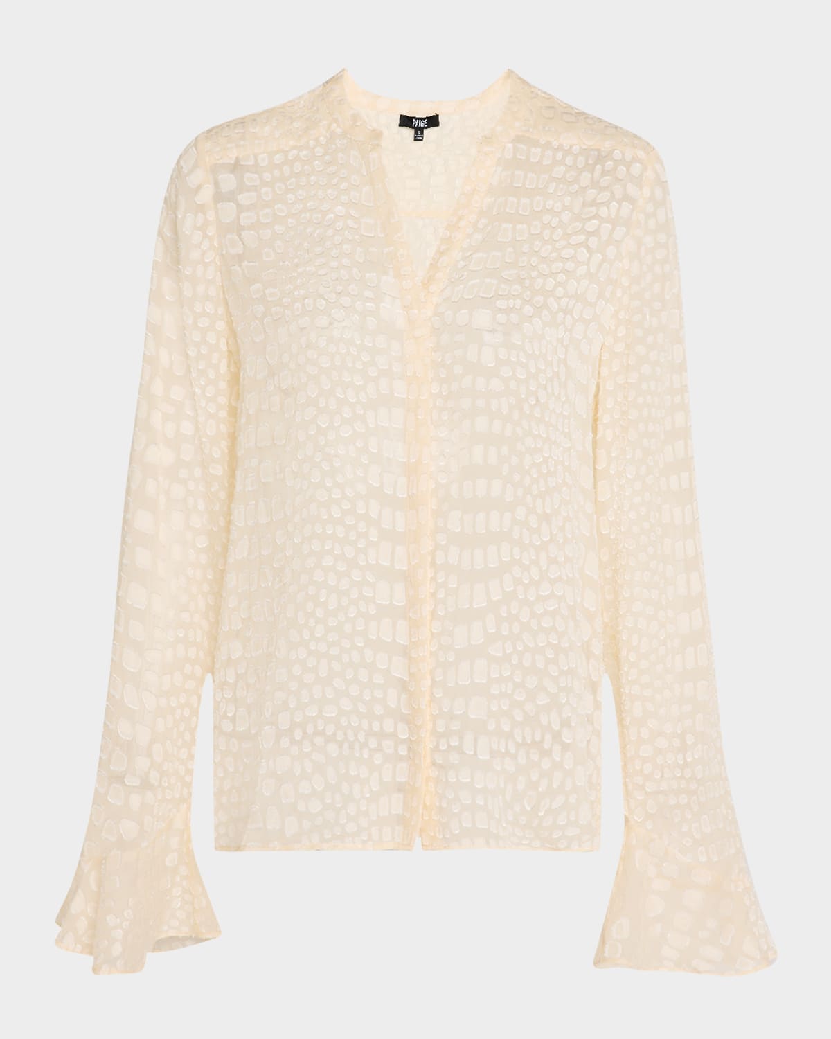 PAIGE PEPITA PRINTED LONG-SLEEVE BLOUSE 
