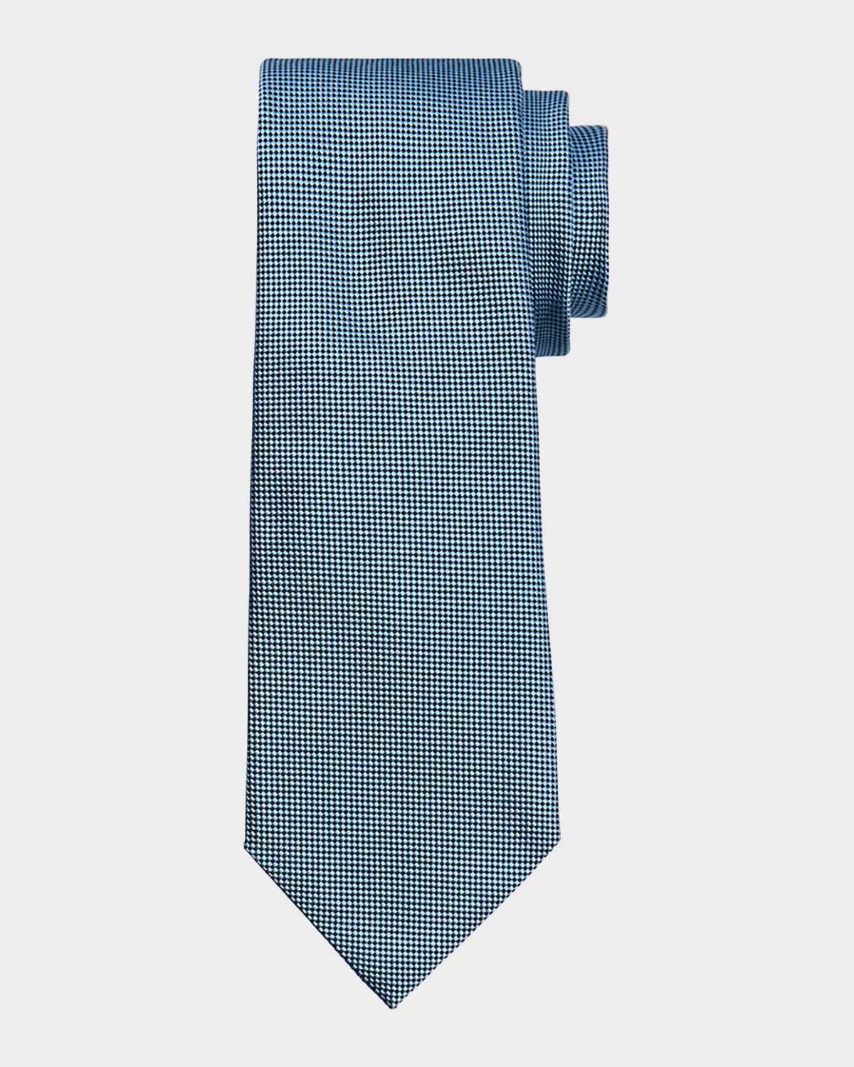 Zegna Men's Pindot Silk Tie In Md Blu Sld