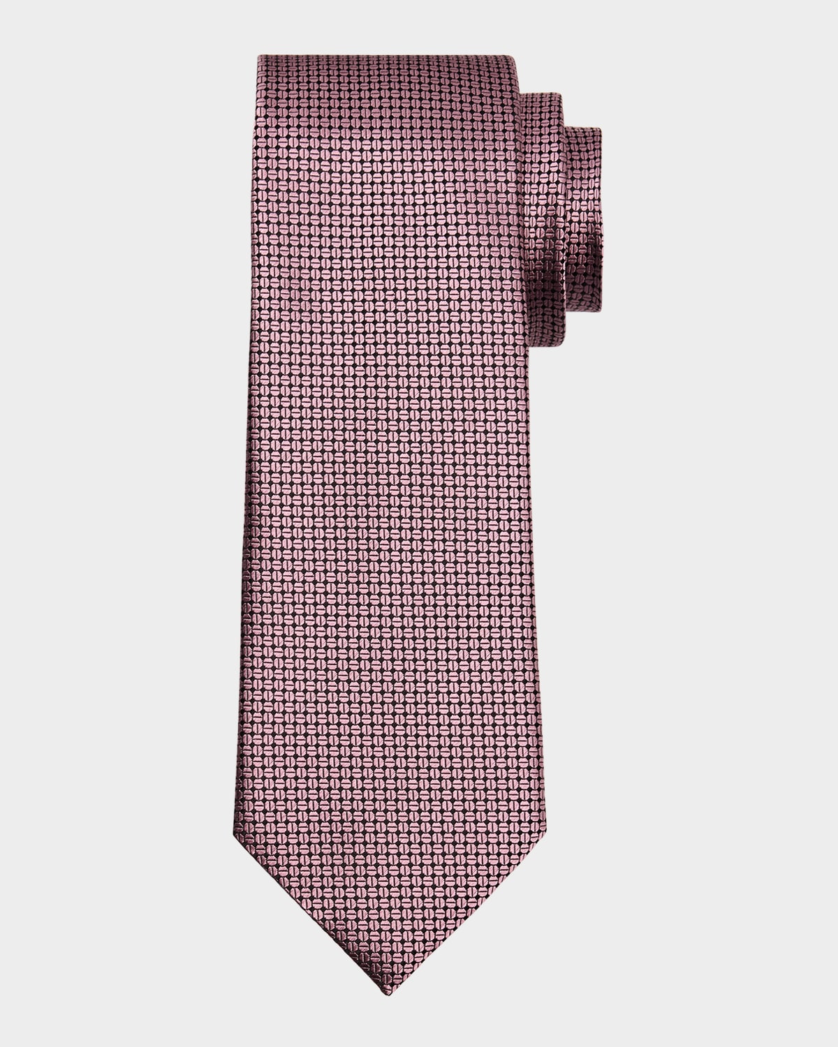 Zegna Men's Tonal Geometric Jacquard Tie In Md Pnk Micro Fan
