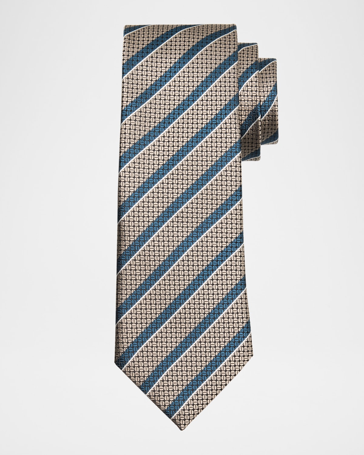 Zegna Men's Stripe Jacquard Silk Tie In Md Bgestrp