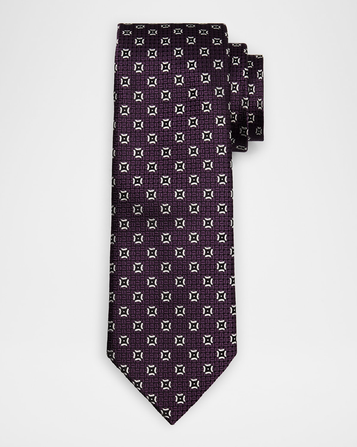 Zegna Men's Woven Medallion Silk Tie In Dk Prp Fan