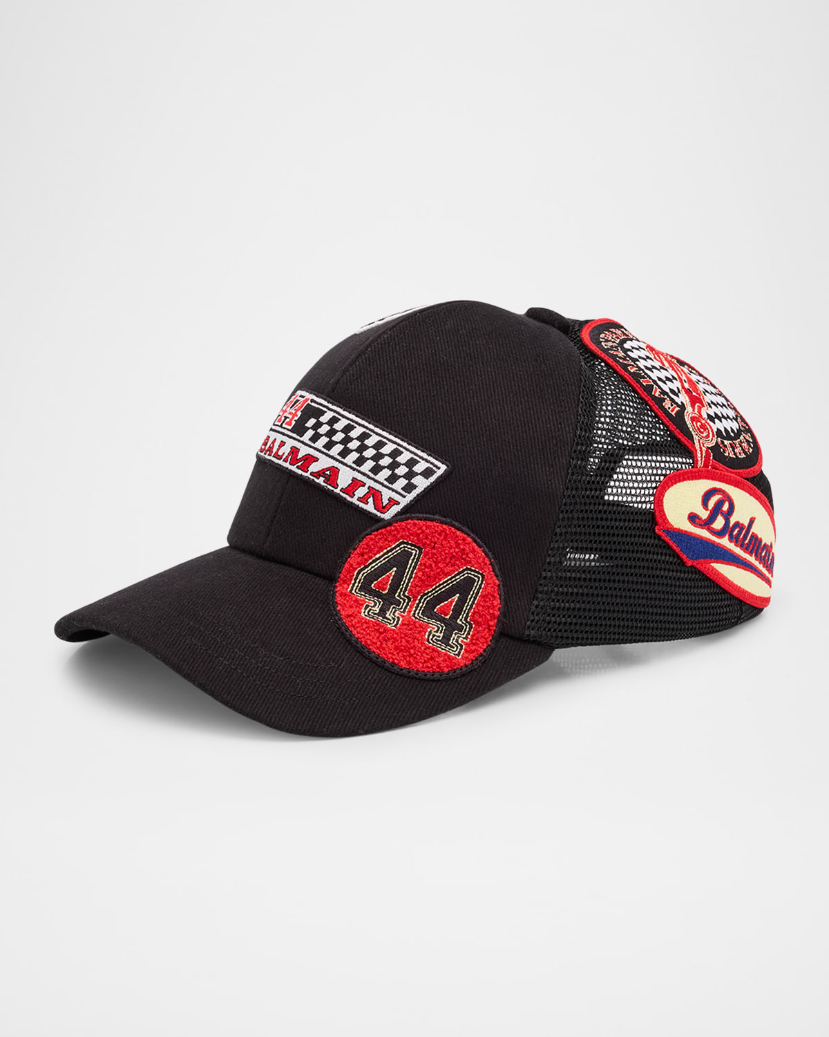 Balmain Men's Textile Accessories Baseball Cap In Blk Multi