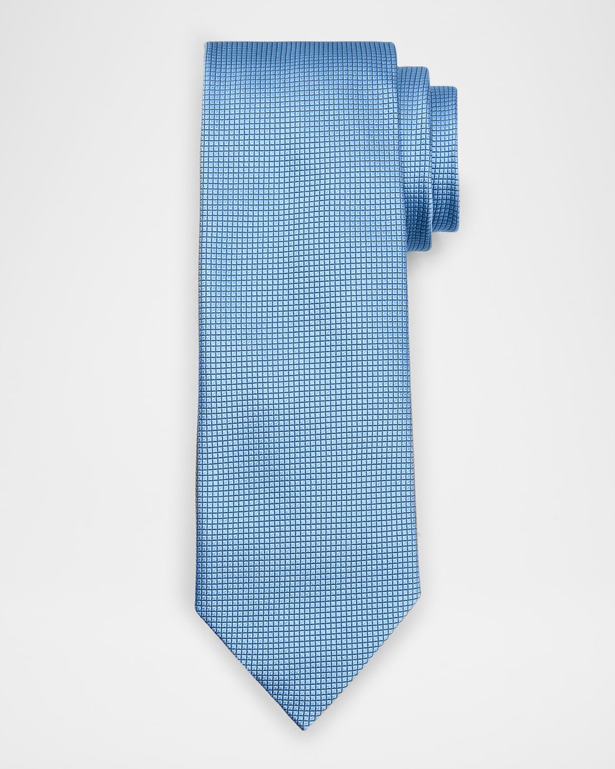 Zegna Men's Tonal Micro-grid Tie In Br Blu Sld