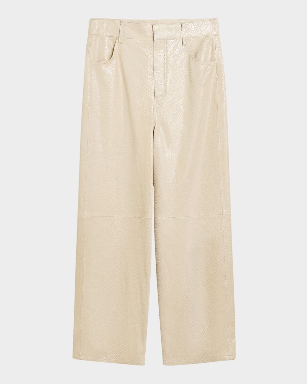 Cailys Crocodile-Embossed Leather Trousers