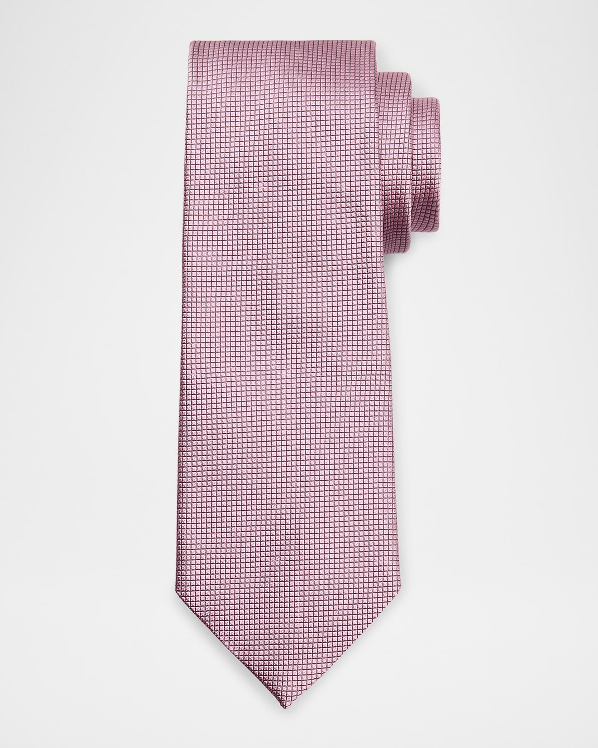 Zegna Men's Tonal Micro-grid Tie In Md Pnk Sld