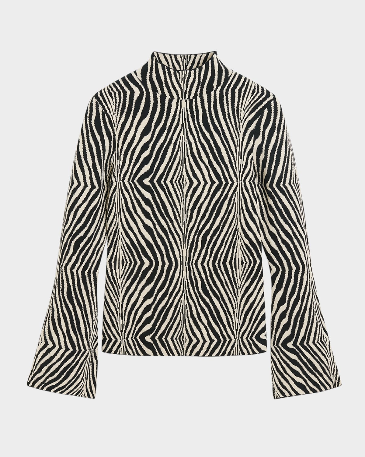 BY MALENE BIRGER BERNIE MOCK-NECK ZEBRA INTARSIA SWEATER 