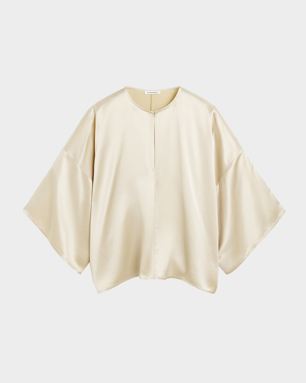 Shop By Malene Birger Cicie Kimono-sleeve Satin Blouse In Oyster Gray