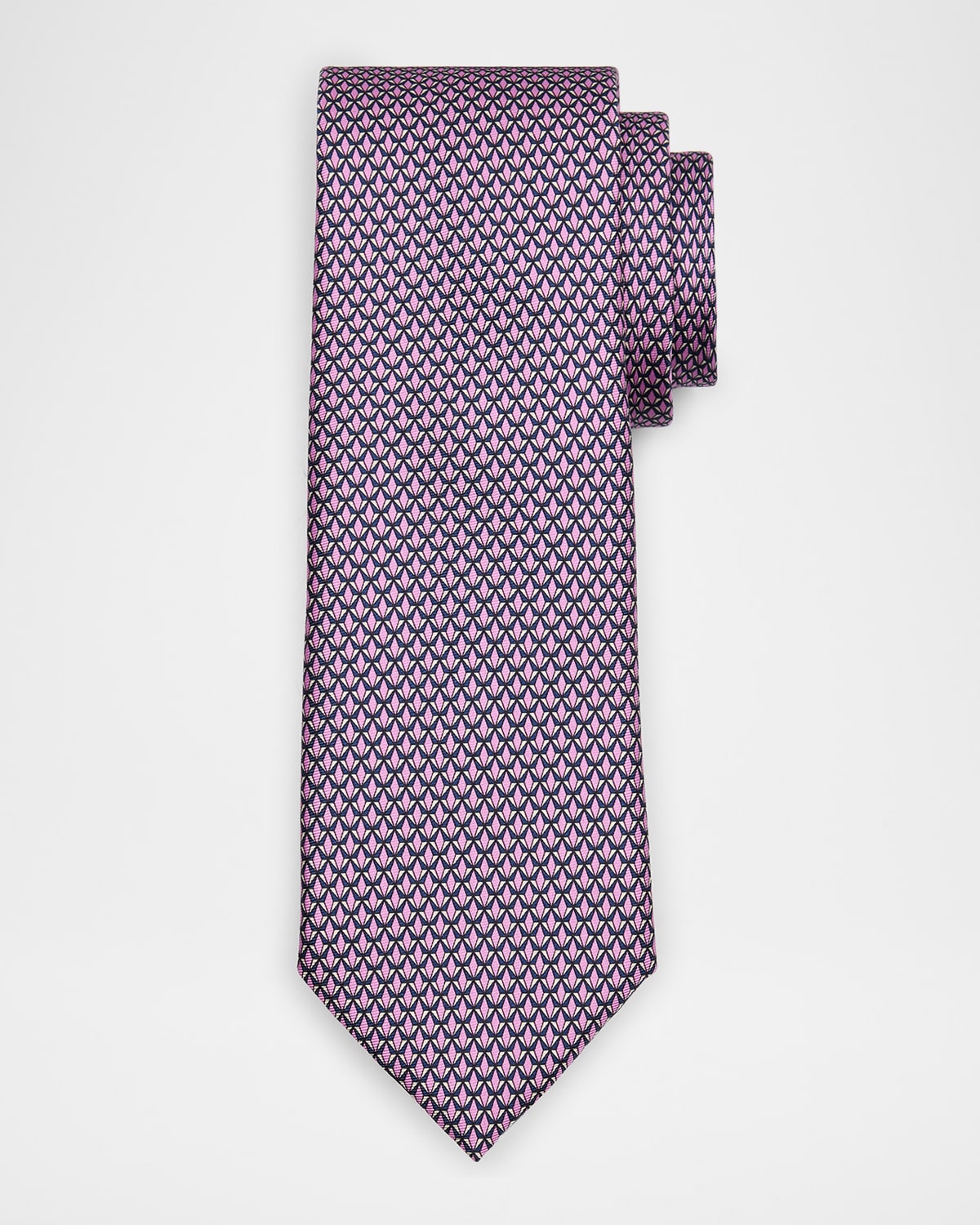 Zegna Men's Printed Diamonds Silk Tie In Md Pnk Fan