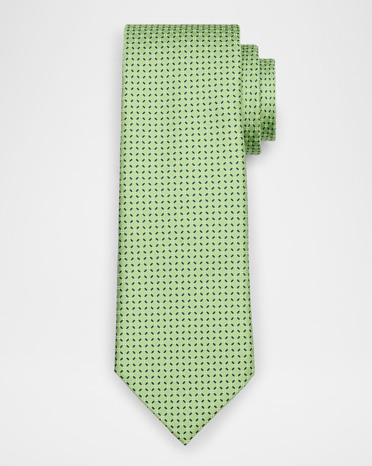 Zegna Men's Connected Boxes Silk Tie In Lt Grn Fan