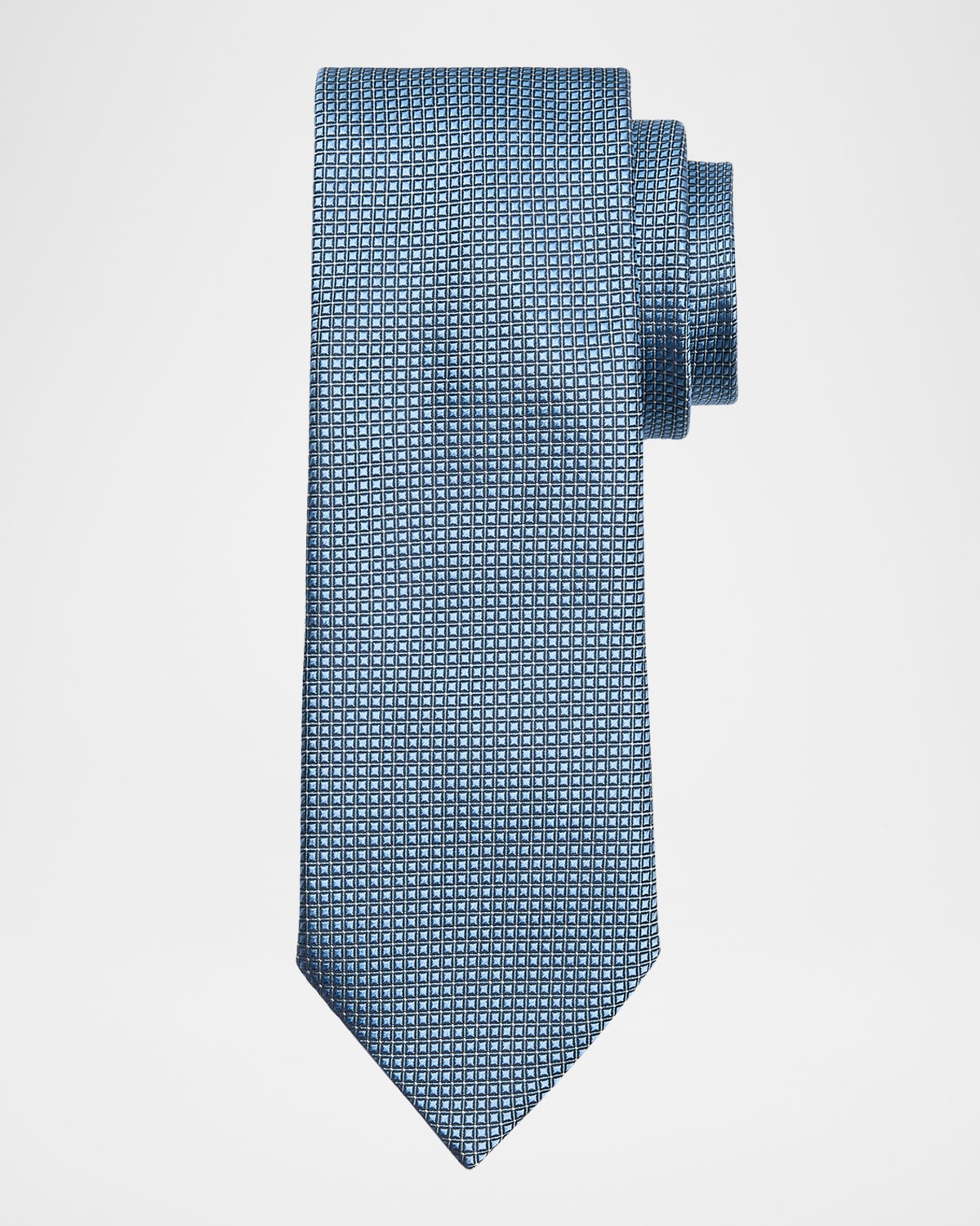 Zegna Men's Micro-neat Silk Tie In Br Blu Micro-fan