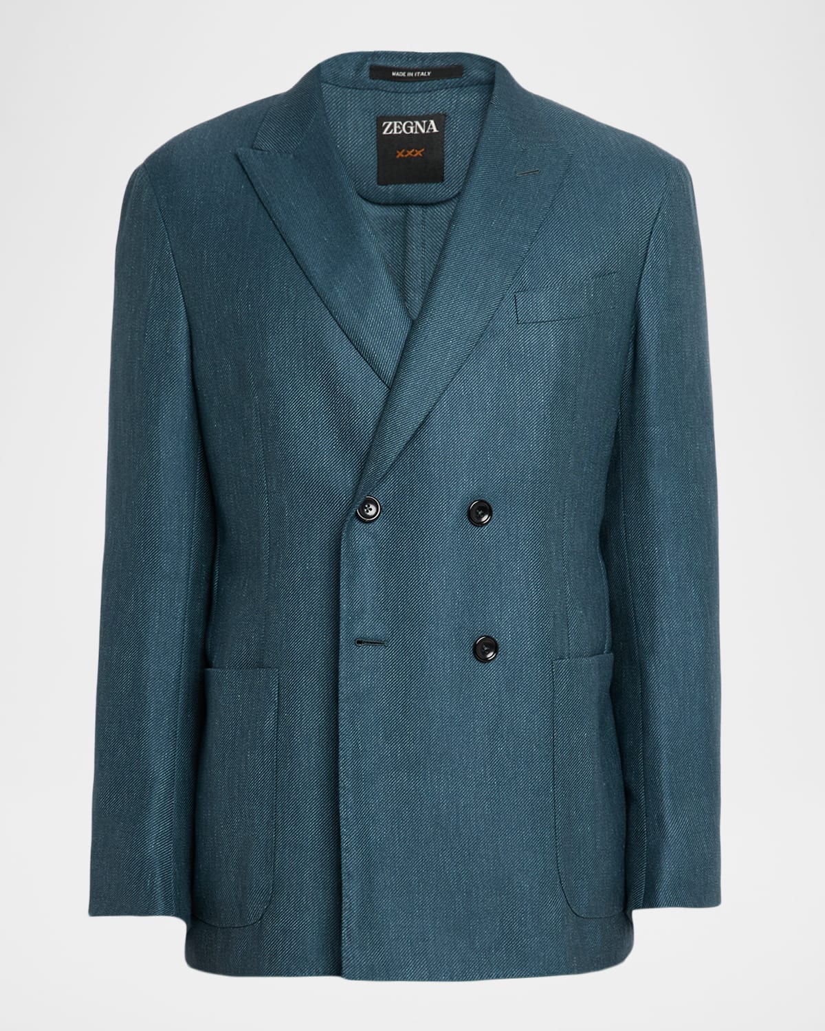 Zegna Teal Blue Cashmere Silk And Linen Jacket In Brown