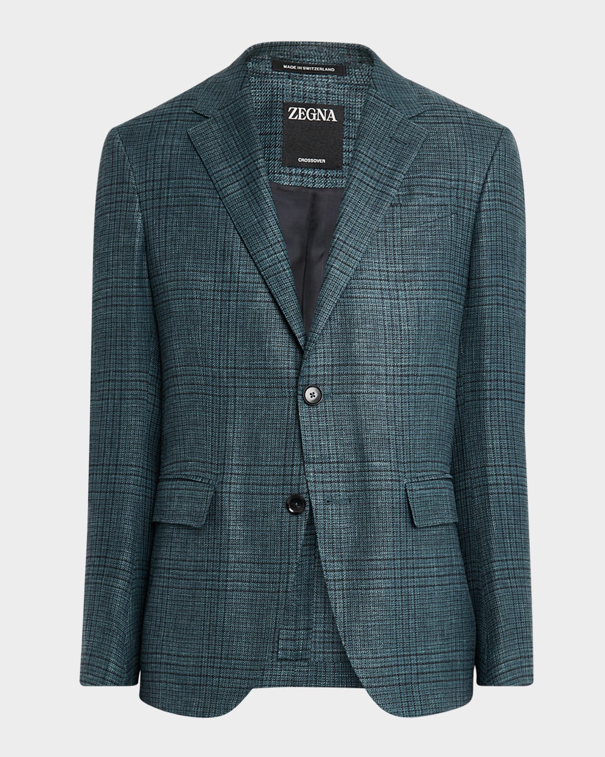 Zegna Men's Crossover Prince Of Wales Sport Coat In Dk Grn Ck