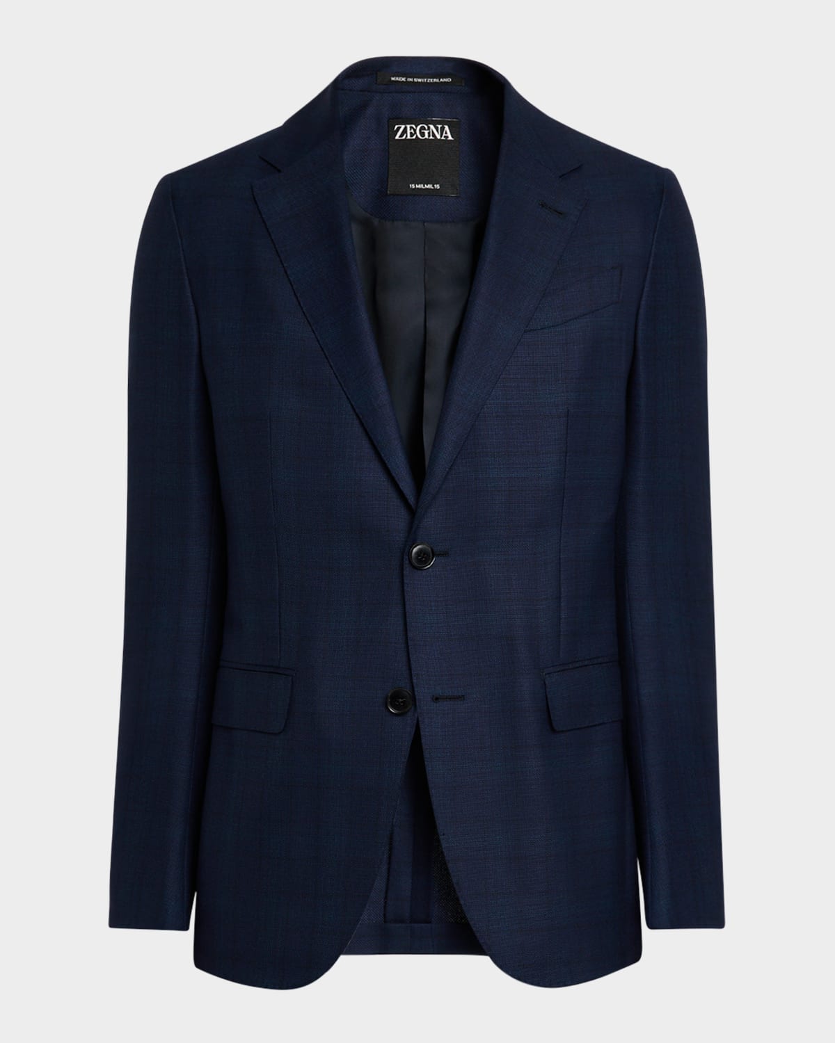 Zegna Check-pattern Single-breasted Blazer In Blue Navy Check