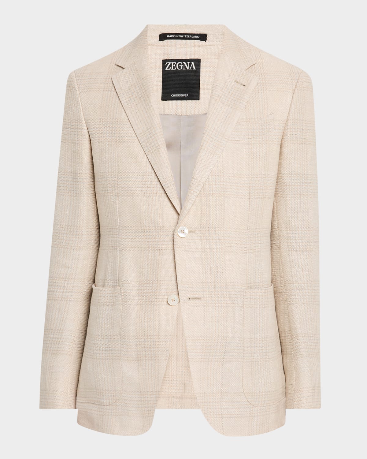 Zegna Men's Tonal Plaid Crossover Sport Coat In Lt Bge Ck