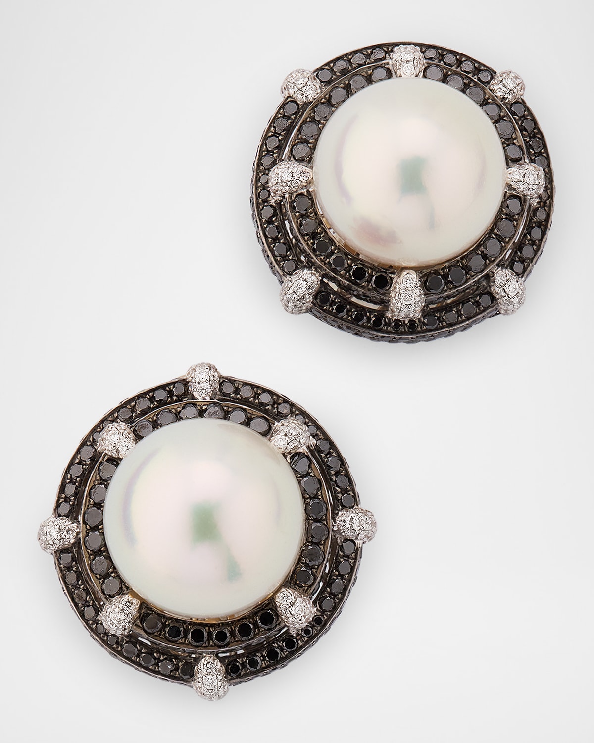 18K White Gold Diamond Cultured Pearl Earring, Single