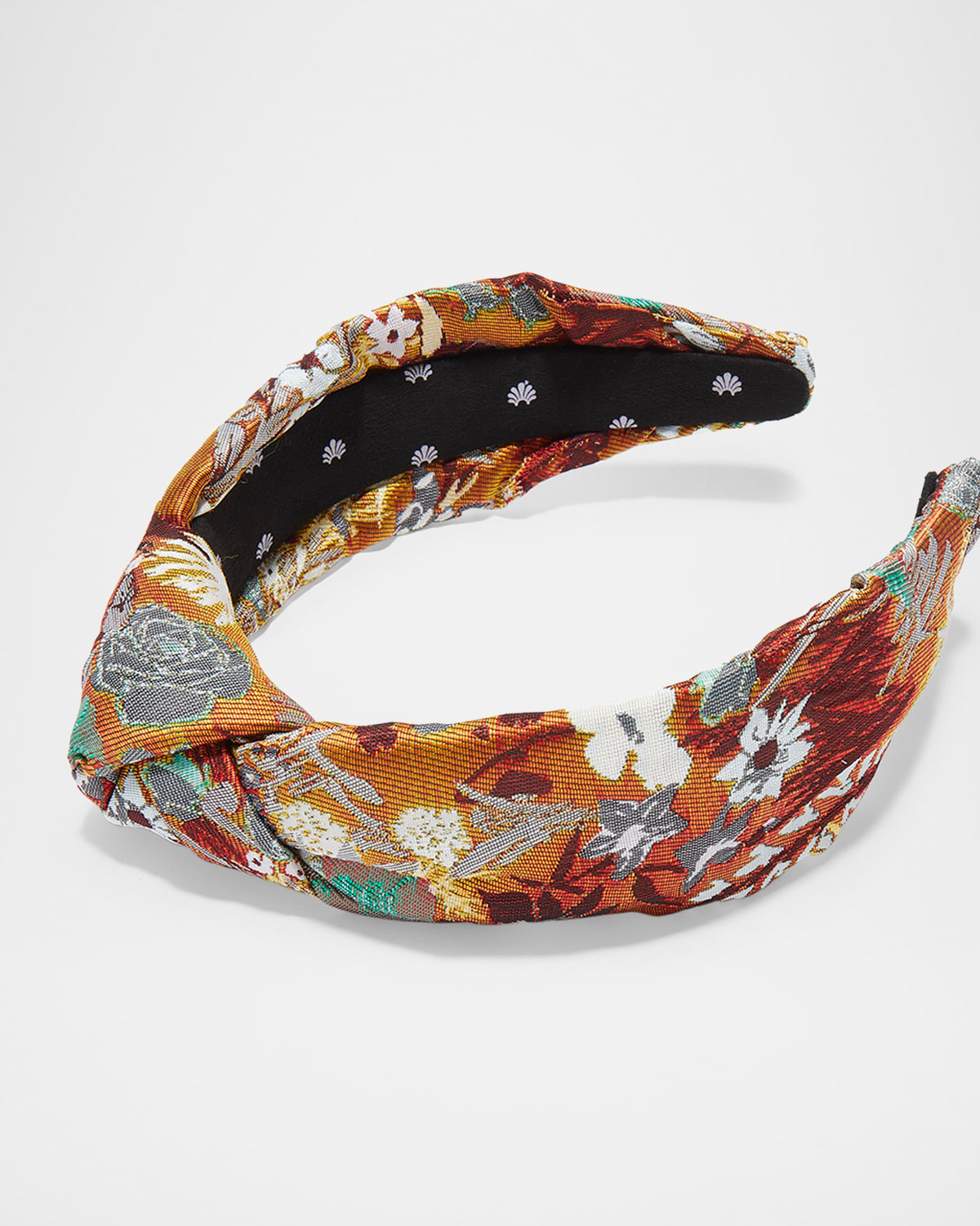 Lele Sadoughi Floral Brocade Knot Headband In Floral Rust 999