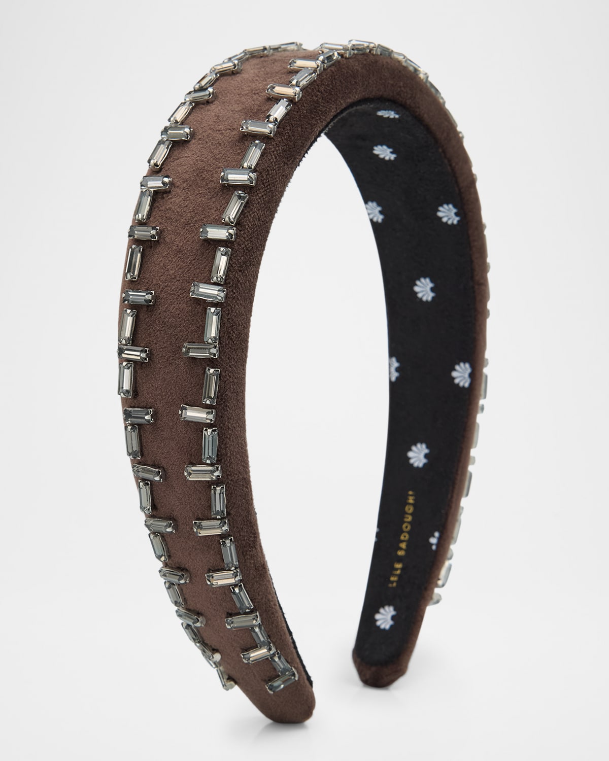 Lele Sadoughi Alice Crystal Edge Padded Headband In Charcoal 020