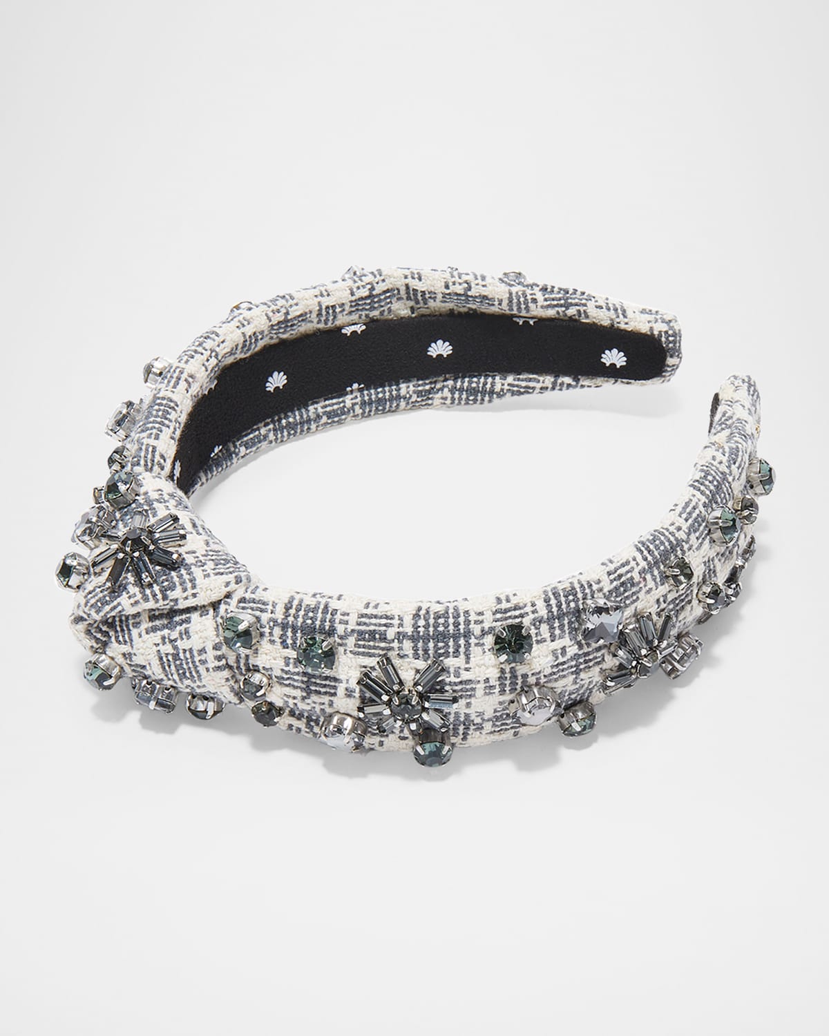 Lele Sadoughi Knotted Crystal Woven Headband In Charcoal Stitch 020