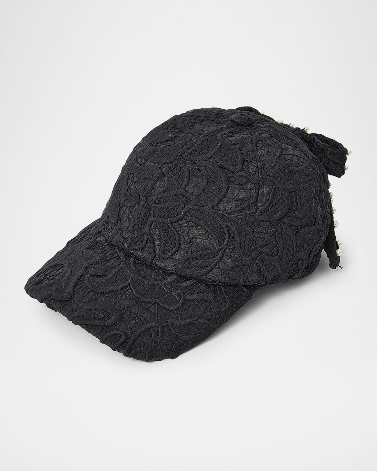 Bow Embellished Lace Baseball Cap