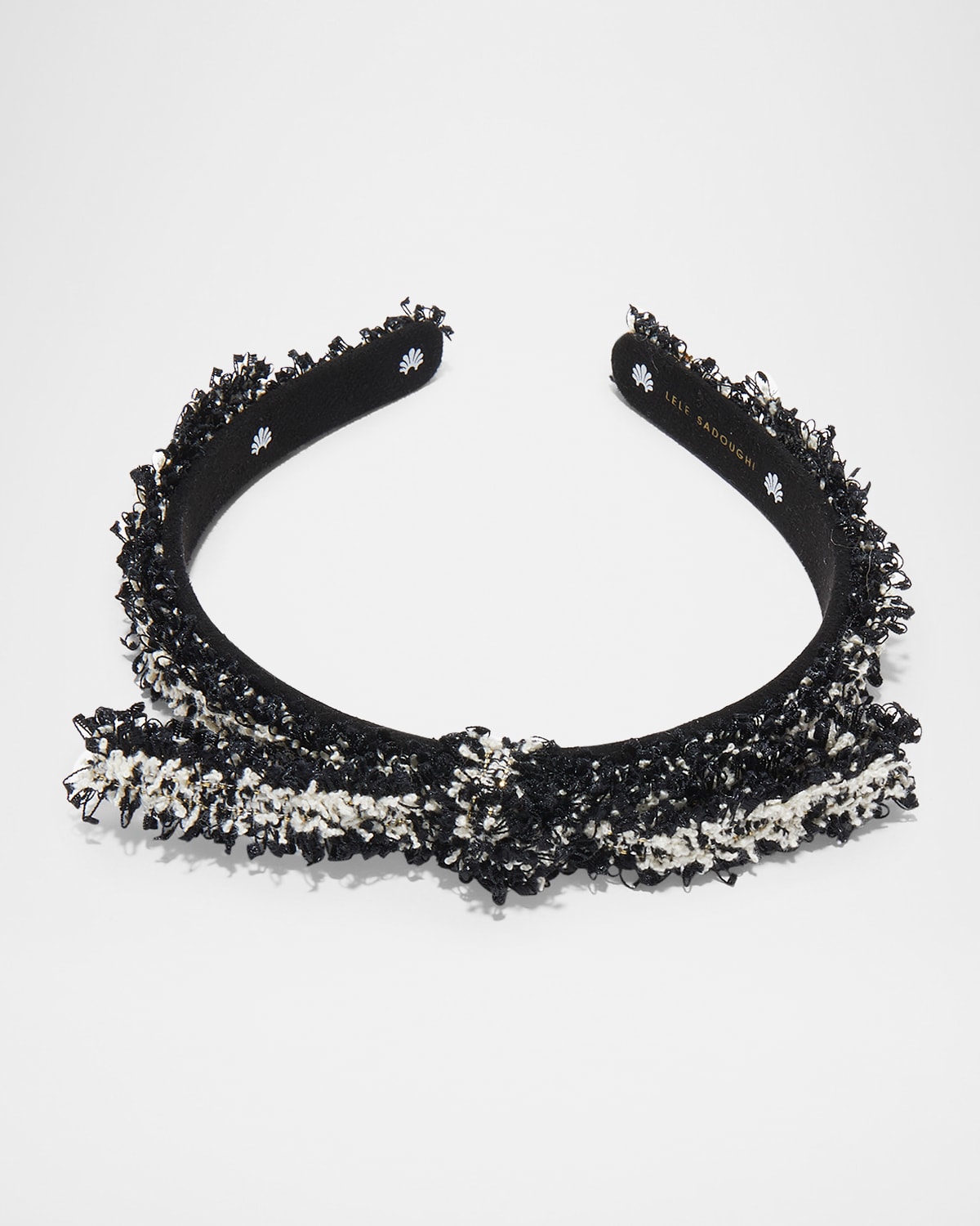 Lele Sadoughi Tweed Ribbon Headband In Jet 001